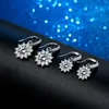 Dangle & Chandelier Mozambique Stud earrings sterling silver sun flower earrings lady S925 sterlingear rings four claw diamond