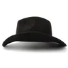 2Big Size Wool Women's Men's Western Cowboy Hat For Gentleman Lady Jazz Cowgirl With Leather Cloche Church Sombrero Caps 220427