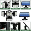 LED ソーラーライト 192 198 COB 屋外モーションセンサー 4 ヘッド 3 モード庭の壁ランプ IP67 防水景観セキュリティ照明