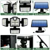 LED Solar Lights 192 198 COB Outdoor -Bewegungssensor 4 Köpfe 3 Modi Gartenwand Lampe IP67 wasserdichte Landschaftssicherheitsbeleuchtung