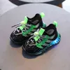 New Breathable Led Light Glowing Sneakers Children Running Shoes Kids Lighted Up Luminous Shoes for Girls&boys with Wings E03132 G220517