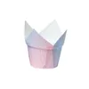 100 st/Lot Gradient Cupcake Liner Cake Baking Cup Tray Case Oljeproof Paper Tulip Muffin Wrappers Dessert Holder Party Wedding Christmas JY1133