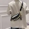 Woman Bag Casual Fanni Fashion Top Brand Black White Checket Pattern Canvas Waist s For Travel Chest Packs 220531