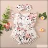 Rompers JumpsuitsRompers Baby Kids Clothing Baby Maternity Girls Ruffle Flying Sleeve Romper Infant Toddler Fl Dhvwg