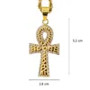 Stainless Steel Ancient Egyptian Gold Ankh Necklace Pendants Jewellery Religious Cross Agypt Charm Necklace Jewel With CZ Stone Fashion Hip Hop