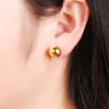 Stud Yellow Gold Plated Earrings For Women 5/6/8mm Buddha Bead Earing Brincos Femme Trendy Jewelry Accessories Party GiftsStud Kirs22