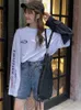 Autumn tshirt Casual Letter Print ONeck stripe Tees Creativity Loose TShirt Long Sleeve Oversize top Hip Hop Streetwear 220712