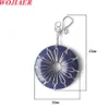 Wojiaer Pendant Trendy Natural Stone Pink Crystal Safety Button Donut Charm Jewel BO977