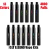 100% Oryginalny Iget Legenda Jednorazowe Zestaw Urządzenia E-Papierosa 4000 Puffs 12ml Preflled Pods Cartridges Stick Vape Pen Authentic VS XXL PLUS max