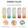 500ml 17oz Sublimation Frosted Glass Water Bottles Gradient Colorful Ombre Blank Tumbler Drinkware Cups