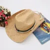 Natural Raffia Straw Western Cowboy Hat For Men Handmade Weave Summer Beach Sun Hat Lifeguard Hats Sombrero Hombre