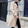 Long Over-Knee Thin Windbreaker 2021 Spring and Autumn Korean Style Slim British Mid-Length Coat Jacket Men's Wool Blends T220810