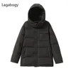 Women's Down Parkas Lagabogy 2022 Winter Short Puffer Jacket Women Thick Warm Hooded 90％White Duck Coat Memale Snow Loose Outwear Kare22