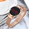 Relógios de ímã digital de luxo para mulheres Gold Rose Led Quartz Watch Bracelet colar Conjunto de relógio feminino Relógio feminino