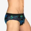 Costumi da bagno da uomo Costumi da bagno Sexy Stampa a foglie Slip da bagno Bikini Tavola da surf Tronchi Pantaloncini Gay Custodia per pene Costume da bagno Sport Abbigliamento da spiaggia M2030397