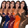 Hollow Out Long Dresses Tank Strap Women Designer Clothes Deep V-neck Casual Evening Party Sexy Night Club Dress