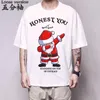 メンズTシャツサンタクロースメリークリスマストナカイホワイトTシャツオタク面白いハラジュクハーフスリーブトップティークールな男性ホリデーウェアメンズ