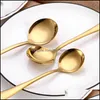 Gouden thee lepel roestvrij staal mini gouden koffie voor melk klein servies servies service keuken eetgereedschap lx0090 drop levering 2021 lepels