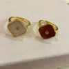 2022 Neue vier Blattklee Kristallring -Modemarke Ehering für Frauen Luxus natürlicher türkiser Designerringe Edelstahlschmuck Geschenk