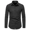 Chemises robes pour hommes Hollow à manches longues Fashionsolid Couleur rétro Casual Button Shirt Slim Shirtsmen's Vere22