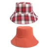 Double-Sided Color Plaid Women's Striped Bucket Hat Wear Big Brim Bucket Hats Japanese and Korean Style Fashion Sun-Proof Sun Protection Sun cap