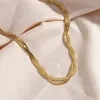 18K vergulde waterdichte gevlochten gevlochten visgraatketting ketting armbanden set groothandel roestvrijstalen sieraden voor vrouwen 220812