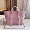 22SS Summer C Classic C Brand Tote Beach Sacoche Bags Cavan Deauville Stain Top Top Top Tope Tope Tope Carty Pochette 4 Color Beige Women's-butting اثنين