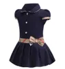 Babymeisjes Jurk Rapel College Wind Bowknot Korte mouw Polo shirt rokkokjes Kinderen Casual Designer Kleding Kinderkleding 7677264