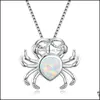 Pendant Necklaces Opal Necklace For Water Drop Shape Imitation 925 Sterling Sier Filled Cute Crab Delivery 2021 Jewelry Pend Mjfashion Dhiyh