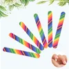 50pcs/lot Rainbow Pattern Sandpaper Nail File Home-useEmery Board両面摩擦ストリップカラーツール