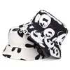 Berets Bucket Hat For Men Women Cartoon Panda Black White Panama Fisherman Caps Summer Print Fishing Sun HatBerets