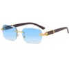 Деревянные зерновые висок металлические солнцезащитные очки мода нерегулярные квадратные тренды солнцезащитные очки