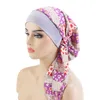 Moslim hijab met damesbloemprint Turban hoed Zomer Pre-gebonden bandana Cover Chemo Caps Haarverlies Binnen-hijabs Cap Moslim hoofdwikkeling