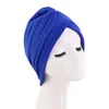 Ny stickad bomullsflödet turban knuten stretch headwrap beanie för kvinnor india huvudduk beanie håravfall kemo kepsar turbante mujer