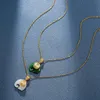 Kedjor 316L rostfritt stål Jade Elephant Högkvalitativ hänge halsband kvinna mode eleganta smycken tillbehör gåva till momchains gudl22