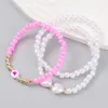 3pcs/set Boho Charm Bracelet For Women Bead Heart Pearl Wrist Chain Summer Beach Bangles Aesthetic Jewelry Gift Elastic Bracelet