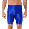 Herren-Shorts, glänzend, glatt, elastischer Bund, kurze Leggings, Sport, Fitness, Fitnessstudio, solide knielange Badehose für Herren