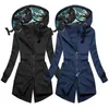 Women's Jackets Female Casual Pure Color Asymmetrical Coat Split Hoodie Mid-length For Party