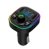 Transmetteur FM G47 pour voiture, lecteur MP3, lumière colorée, double USB Type C, chargeur, Bluetooth 5.0, Kit mains libres, modulateur FM