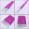 Fabric And Sewing Home Textiles Garden New 8Pcs Soft Plastic Handle Aluminum Crochet Hook Weave Knit Needle Set 2.5-6Mm Diy Crafts Drop De