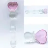Nxy Anal Toys Crystal Glass Dildo Heart Shaped Head G spot Massage Wand Anus Butt Plug Vaginal Ball Beads Bdsm Stimulate Sex Women 220510