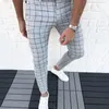 Men039s Pants Smart Casual Fashion Clothing Plaid Pencil Thin Mid Waist Jogger Trousers For Men4793870