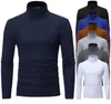 Automne hiver hommes thermique à manches longues rouleau col roulé t-shirt couleur unie hauts mâle mince basique Stretch t-shirt haut 220813