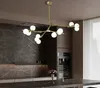 Nordic Gold Black Led Magic Bean Chandelier Lampa Glas Boll Lampskärm Sovrum Living Matsal Molecule Hänge Lampa Creative