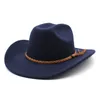 2022 Chapéu de cowboy ocidental vintage para 8cm de 8 cm de largura cavalheiro jazz chapéus panamá cowgirl cloche igreja Sombrero Hombre Caps