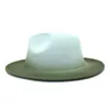 Berets Gradient Color Party Top Hat Women Men Sirew Weeld Jazz Fedora Hats Trend Side Brim Spray Patchwork Cap Sombreros de Mujer