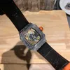 시계 손목 시계 디자이너 럭셔리 남성 기계공 시계 Richa Milles Wristwatch 남자 섬유 쉘 중공 포인터 자동 기계적 천연