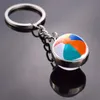 Keychains Football Double Sided Glass Ball Keychain Key Chain Ring Basketball Volleyball Tennis Small Pendant Jewelrykeychains Forb22