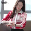 Femal Slim Shirts Striped Shirt Women Autumn Korean Women Full Sleeve Shirts Turndown Collar Chiffon Blouses 6108 50 210401