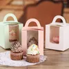 Cadeau cadeau 50pcs boîte de cupcake avec fenêtre et poignée porte-gâteau petit conteneur pour boulangerie fête de mariage anniversaire fournitures sacscadeau